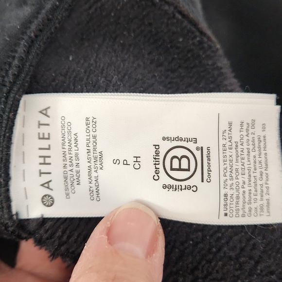 Athleta Cozy Karma Asymmetrical Pullover Sweatshirt in Black - Picture 7 of 9